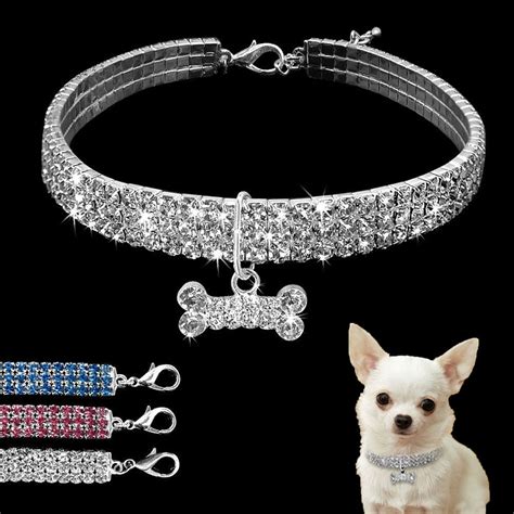 small dog rhinestone collars|bling collars for small dogs.